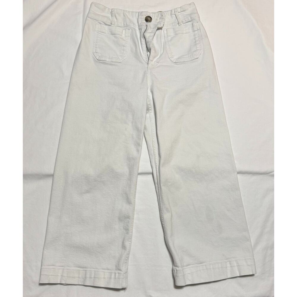 Maeve Pants Womens 30 The Colette Wide Leg High Rise Stretch White Anthropologie